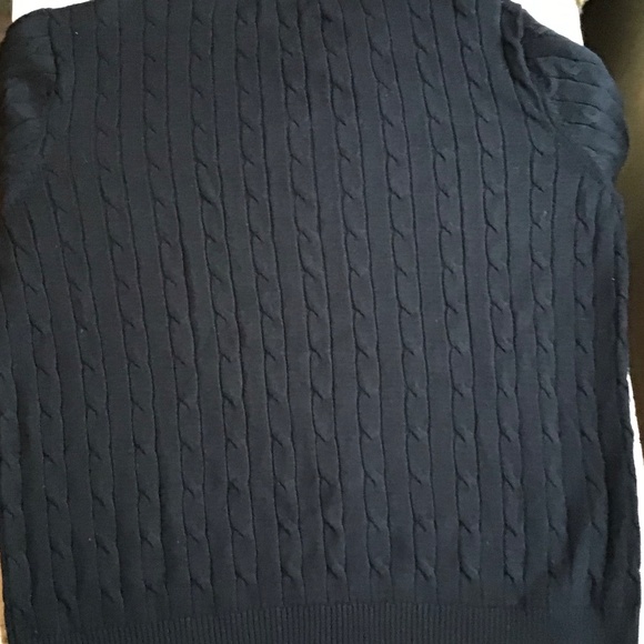 Club Room  solid navy colour cabled cotton crew neck pullover  Sz  M - Picture 5 of 5